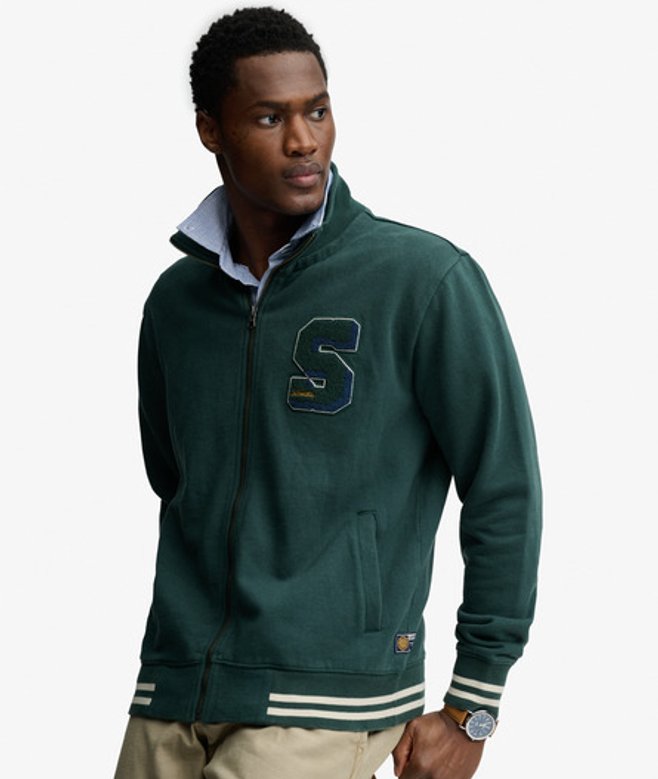 Superdry Herren Vintage Athletic Trainingsjacke Green - Größe: S