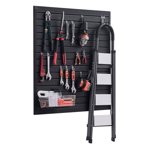 VEVOR Paneles de Pared de Listones 1230 x 1235 x 20 mm, Panel de Listones de Garaje de PVC Diseño Modular con Estructura de Acoplamiento y Corte de Bricolaje para Almacenamiento y Exhibición, Negro