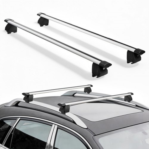 Barras transversales para portaequipajes de techo VEVOR, capacidad de 75 kg, ajuste universal para rieles de techo elevados y planos, espaciado de rieles de 18 cm a 103 cm, barra transversal de aluminio resistente con cerradura, portaequipajes de techo pa