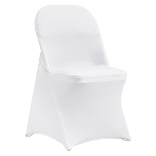 VEVOR Fundas para Sillas Plegables de Elastano Elástico, Fundas para Sillas Universales, Fundas Protectoras Lavables Extraíbles para Bodas, Banquetes, Fiestas 400 x 420 x 770 mm(100 Piezas Blanco)