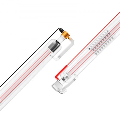 VEVOR 60 W Tubo Láser de CO2 de 1250x75x55mm, Tubo Láser para Corte y Grabado de Vidrio de Borosilicato con Cabezal de Metal, Cables de 5000-6000 h Preconectados para Máquina de Corte y Grabado Láser