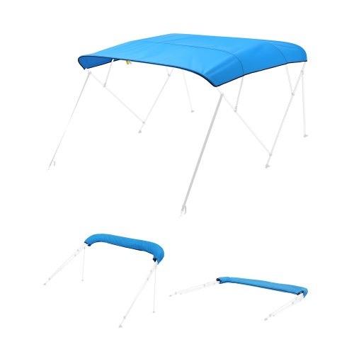 VEVOR Toldo Bimini Plegable para Barco de 4 Arcos, Poliéster 600D, Impermeable y con Protección Solar, con Bolsa de Almacenamiento, Resistente al Viento y Desgarro, 244 x 244 cm, Azul Pacífico