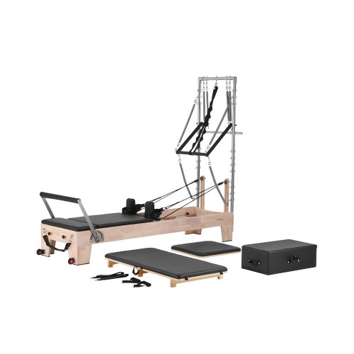 VEVOR Reformer Máquina de Pilates de Madera para Gimnasio en Casa Equipo de Entrenamiento de Fuerza con Doble Resistencia Caja Reformadora Tabla de Salto para Avanzados Principiantes, 243x73x199 cm