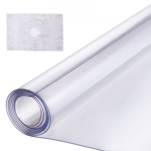 VEVOR Mantel Transparente Rectángulo 106,7 x 243,8 cm Mantel de PVC para Mesa Espesor de 1,5 mm Protector de Mesa de PVC Impermeable Fácil de Limpiar para Oficina, Cocina, Restaurante, Comedor