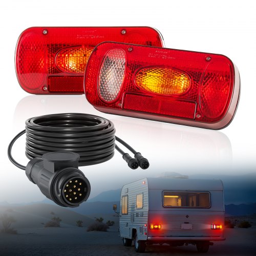 VEVOR Luces de Remolque, con 6 Modos de Luz de Freno, Giro, Trasera, Matrícula, Marcha Atrás, Antiniebla, de Forma Ovalada, Kit de Iluminación para Remolque con Arnés de Cableado para Camiones