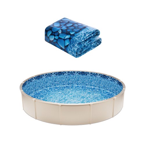 VEVOR Revestimiento para Piscina Elevada 914 cm Redonda Cubierta para Piscinas Superpuestos Vinilo de Calibre Estándar Altura de Pared 122-137 cm Diseñado para Piscinas Elevadas con Lados de Acero