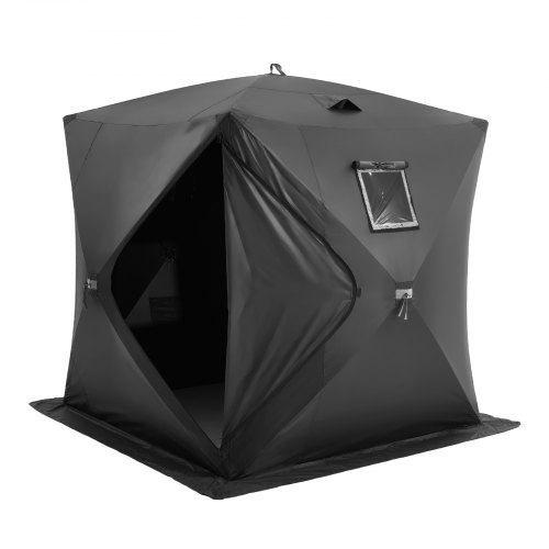 VEVOR Refugio de Hielo Portátil 1,8 x 1,8 x 2 m Tienda de Campaña para Pesca en Hielo Emergente para 3 o 4 Personas Cubo de Hielo de Oxford Impermeable con Anclas/Cuerdas/Bolsa de Transporte, Negro
