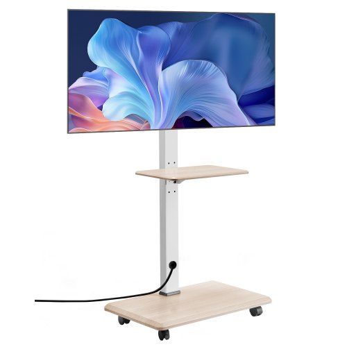 VEVOR Soporte de TV con Ruedas para Televisores de 812,8-1778 mm de Hasta 40 kg, Rotación de 25° a la Izquierda y a la Derecha, Soporte de TV con Altura Ajustable y Estante para Sala de Estar