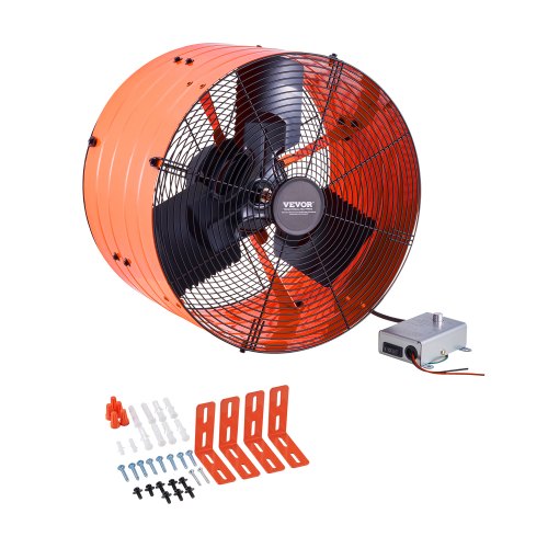 VEVOR Ventilador de Montaje a Dos Aguas, Extractor de Aire para Ático con Termostato Ajustable y Malla Exterior, de 2940 CFM, para Techo, Garaje y Tienda, Naranja Vibrante, 420 x 420 x 275 mm