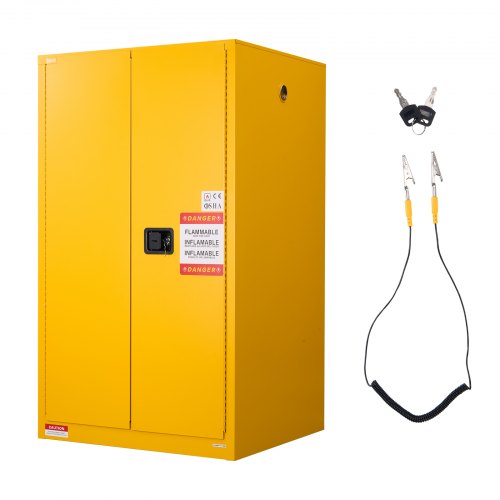 VEVOR Gabinete para Materiales Inflamables, Gabinete Ignífugo 96,4 x 86,4 x 165,1 cm de 246 L de Acero Laminado en Frío y Galvanizado con Estante Ajustable para Uso Comercial/Doméstico, Amarillo