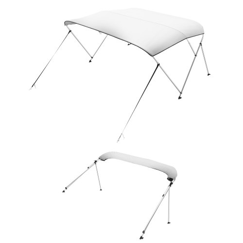 VEVOR Toldo Bimini para Barco de 3 Arcos, Poliéster 600D con Estructura de Aleación de Aluminio, Impermeable, Protección Solar, con Bolsa de Almacenamiento, 183 x 185-198 x 117 cm, Gris Claro