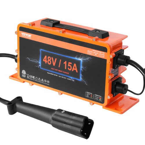 VEVOR Cargador de batería para carrito de golf de 48 voltios, 15 amperios, cargador de batería inteligente con enchufe G29, compatible con baterías de plomo-ácido AGM/GEL/EFB MF inundadas NMC LiFePO4 para Yamaha, IP67 impermeable certificado ETL
