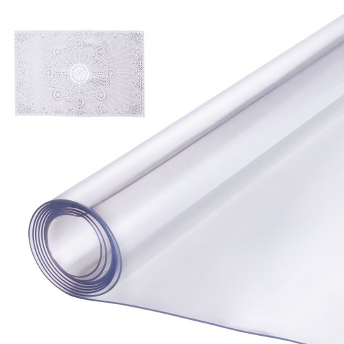 VEVOR Mantel Transparente Cuadrado 137,2x137,2 cm Mantel de PVC para Mesa Espesor de 1,5 mm Protector de Mesa de PVC Impermeable Fácil de Limpiar para Oficina, Cocina, Restaurante, Comedor