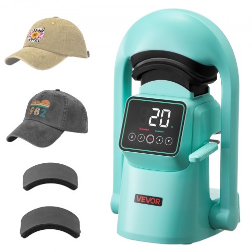 VEVOR Prensa Térmica Automática para Gorras con 2 Platinas Intercambiables Pantalla Táctil para un Control Preciso de Tiempo y Temperatura, Impresión por Transferencia Térmica para Sombreros, Verde