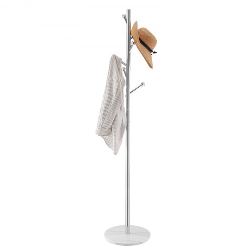 VEVOR Perchero de Pie con Base de Mármol Estable y 8 Ganchos, para Entrada, Dormitorio, Oficina y Sala Estar, Perchero Moderno a Abrigos, Sombreros y Bolsos, Forma Bifurcada, 370 x 370 x 1730 mm