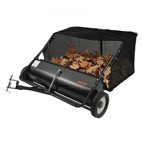 VEVOR Barredora de Césped de Remolque Ancho de 127 cm, Recolector de Hojas para Césped, Barredora Remolcable para Tractor Resistente con Altura de Barrido Ajustable para Patio, Granja, Aceras