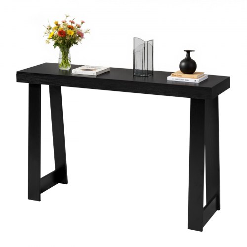 VEVOR Mesa Consola Moderna, Mesa Auxiliar Rectangular para Colocar Detrás del Sofá, 118 x 30,5 x 81 cm, Fabricada en Panel Multicapa, para Recibidor, Dormitorio, Sala de Estar, Negro, Carga 50 kg