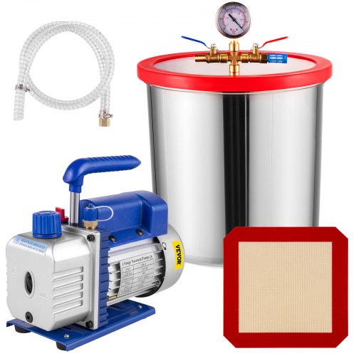 VEVOR Bomba de Vacío 3CFM 1/4HP Bomba de Vacío para Aire Acondicionado de una Etapa con Cámara de Vacío de 5 Galones