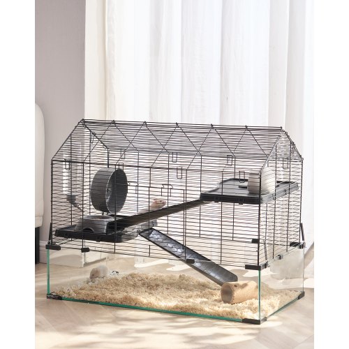 VEVOR Jaula para Hámster 75x44x61 cm Transparente con Visión de 360° Jaula para Animales Pequeños Jaulas Ventiladas con Puerta Frontal Casa Portátil para Hámsteres, Ratas, Conejillos de Indias