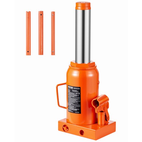 VEVOR Gato Hidráulico de Botella 30 T Manual Gato de Botella Soldado Rango de Elevación de 285-475 mm Mango Largo de 3 Secciones para Automóviles, Reparación de Automóviles, Ingeniería Industrial