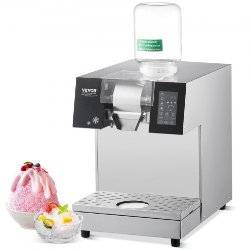 VEVOR Máquina de Hielo en Forma de Copos de Nieve 240kg/24h Máquina para Raspar Hielo Acero Inoxidable Sistema de Enfriamiento por Líquido para Rápida Disipación del Calor para Panaderías, Cafeterías