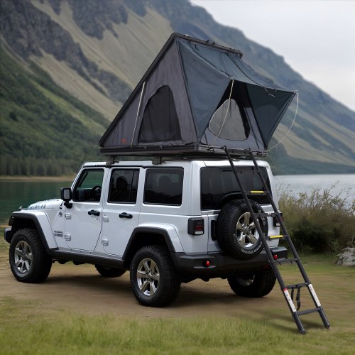 Tienda de techo rígida VEVOR, tienda de techo rígida Naturnest para 2 o 3 personas, tienda de techo rígida con escalera telescópica y colchón grueso, impermeable y resistente al viento para camionetas Jeep, SUV y furgonetas