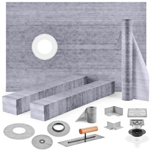 VEVOR Impermeabilizante Kit Ducha Kit Ducha Plato 90x150cm con Desagüe Desplazado PVC