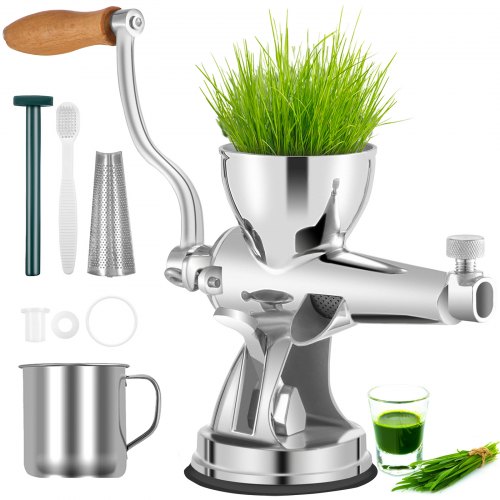 VEVOR Exprimidor Manual de Hierba de Trigo Puerto 8,6 cm Extractor Hierba Trigo de Acero inoxidable 304 Extractor Portátil de Hierba de Trigo de Acero Inoxidable con Base de Ventosa Abrazadera de Mesa