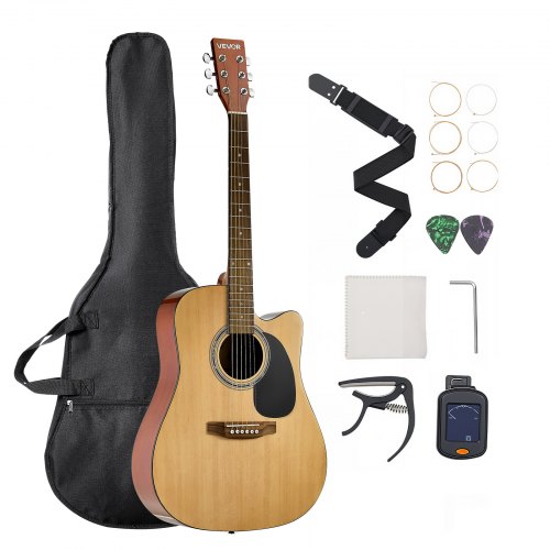 VEVOR Guitarra Acústica con Corte de 1041,4 mm (41 inch) con Tapa de Abeto Macizo Natural