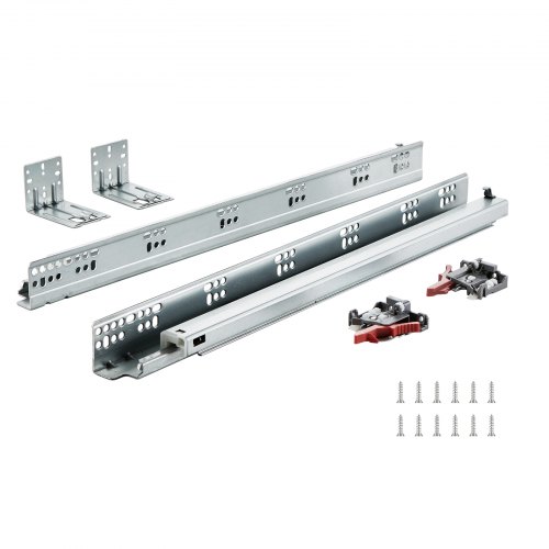 VEVOR Guías para cajones, 6 pares de guías de bolas para cajones 533,4 mm Cierre suave y silencioso 45,4 kg Riel guía de acero de montaje lateral inferior con cerradura para gabinete de cocina