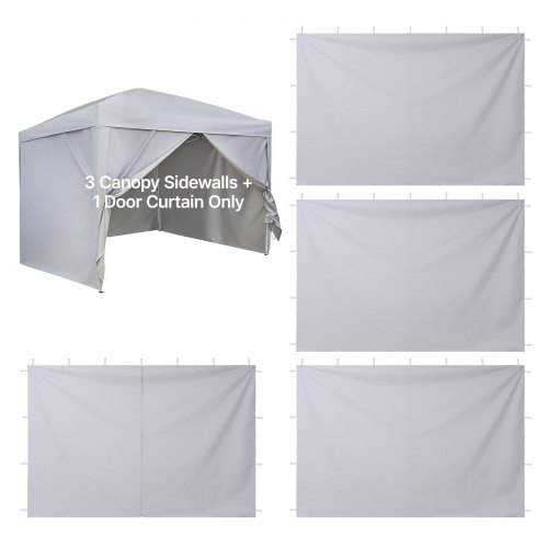 VEVOR Paredes Laterales para Carpa de 3 x 3 m, Impermeables y con Protección Solar, Paneles para Carpas con 1 de Puerta con Cremallera, para Eventos al Aire Libre, Solo 4 Paredes Laterales, Blanco