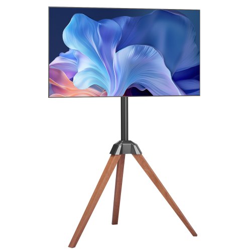 VEVOR Soporte de TV con Trípode para Televisores Planos y Curvos de 1016-1651 mm de Hasta 45 kg, Rotación de 18° a Izquierda y Derecha, Soporte de TV Portátil con Patas de Madera para Sala de Estar