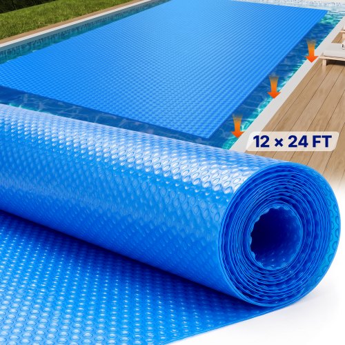 VEVOR Cubierta Solar para Piscina Manta Solar Rectangular de 7,32 × 3,66 m para Piscinas Cubierta Solar para Piscina Enterrada Sobre el Suelo Cubiertas Solares de Color Azul de 16 mil para Piscinas