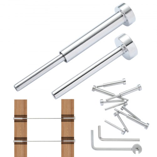 VEVOR Kit de barandilla de cable invisible 20 Piezas receptor invisible, extremo de perno de engarce de acero inoxidable T316 de 1/8", tensor de engarce de 1/8" para poste de madera/metal, plateado
