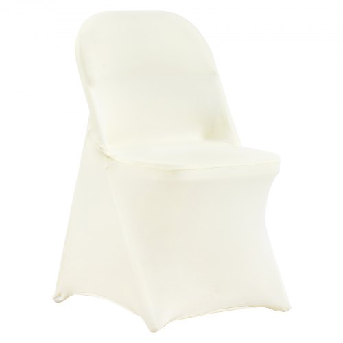 VEVOR Fundas para Sillas Plegables de Spandex Elástico, Funda para Silla Ajustable Universal, Fundas Protectoras Lavables Extraíbles, para Bodas, Vacaciones, Banquetes, 50 Unidades Blanco Marfil