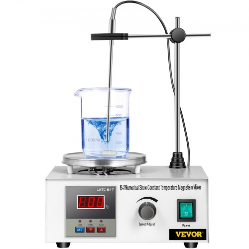 VEVOR Mezclador Magnético, Agitador Magnético con Placa 300 W, 25 W Calefactora de Placa con Pantalla Digital de Temperatura y Ajuste de Velocidad 2400r para Científica, Industria, Agricultura
