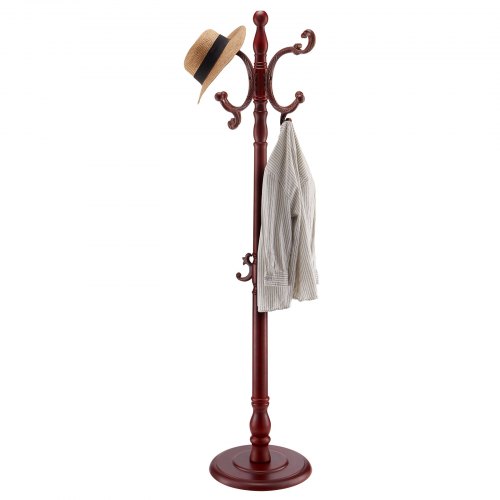 VEVOR Perchero de Pie Independiente de Madera con Base Pesada y 11 Ganchos, Ideal para Entrada, Dormitorio y Sala de Estar, Perchero Moderno para Abrigos, Sombreros y Bolsos, 420 x 420 x 1760 mm