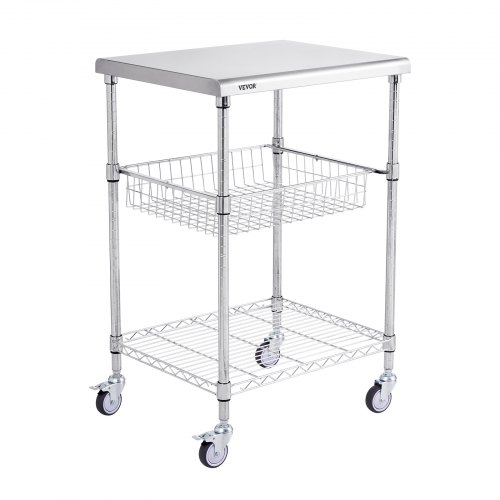 VEVOR Carro de Almacenamiento de Cocina de 3 Niveles 61x50,8x67,6 cm 213,2 kg