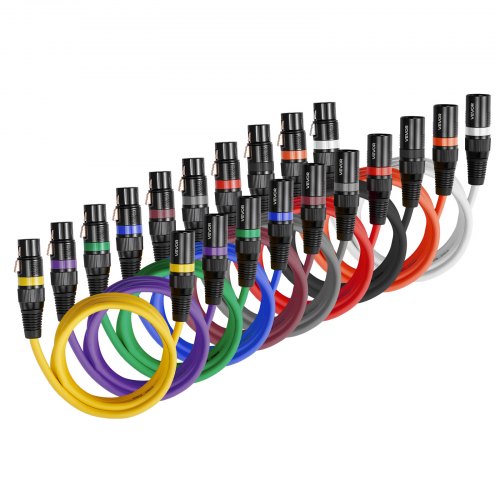 VEVOR Cable XLR 2 m, con Conector Macho a Hembra Balanceado para Micrófono y Altavoz DMX, 3 Pines Chapado en Oro para Iluminación de Escenario, Micrófonos, Amplificadores y Mezcladores, 10 uds