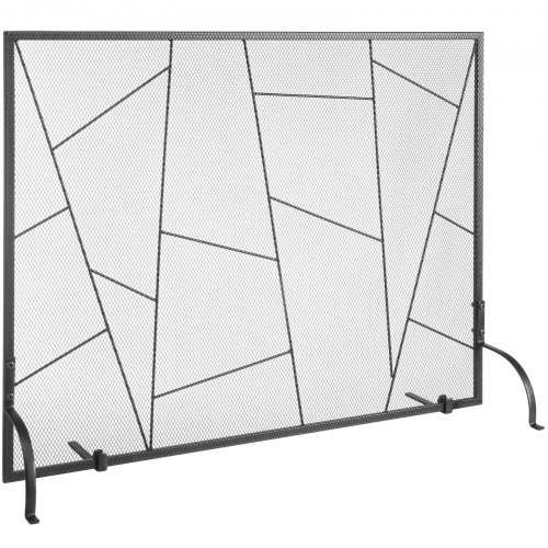 VEVOR Pantalla para Chimenea 1 Panel Salvachispas para Chimenea de Hierro Resistente 90,6x72 cm, Protector contra Chispas Independiente para Sala de Estar, Decoración Moderna del Hogar, Negro