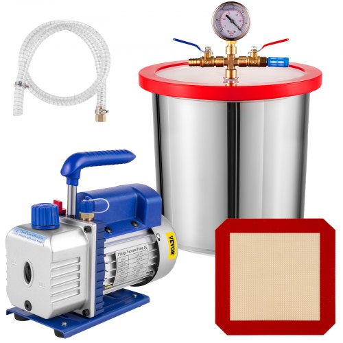 VEVOR Bomba de Vacío 4CFM Bomba de Vacío para Aire Acondicionado de Etapa Única Bomba de Vacio Coche con un Cubo de Vacío de 3 Galones