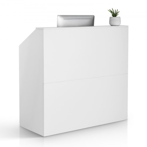 VEVOR Mostrador de Recepción 118x50x111,5 cm Mesa de Mostrador Frontal Rectangular Material Principal de MDF Mostrador de Venta Minorista para Caja, Vestíbulo, Salón de Belleza, Oficina, Blanco