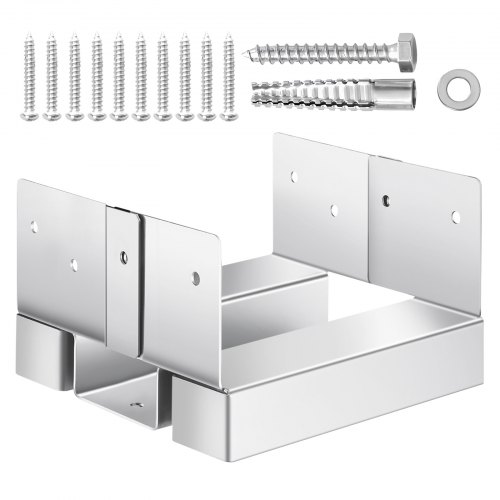 VEVOR Base para Postes, Anclaje para Postes de Hormigón, Acero al Carbono Galvanizado de Alta Resistencia con Separación de 2,54 cm, para Pérgolas de Hormigón y Patios, 144,6 x 141,5 x 80,7 mm