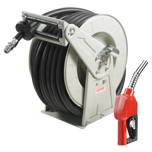 VEVOR Carrete de Manguera de Combustible 25,4mm x 15,24m Carrete de Manguera Diésel Retráctil Extra Largo Boquilla de Combustible Automática de Caucho NBR 300 PSI para Barco, Vehículo, Camión Cisterna