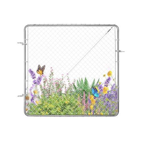 VEVOR Puerta de Valla de Eslabones de Cadena 183x178 cm Panel de Valla de Eslabones de Cadena Ajustable Puerta de Valla Galvanizada Resistente a la Oxidación para Abertura de Valla, Poste No Incluido