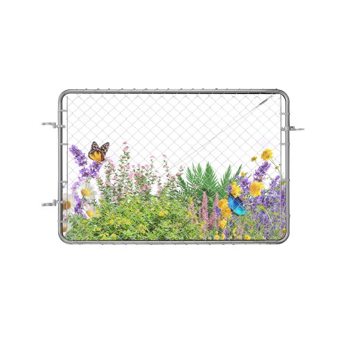 VEVOR Puerta de Valla de Eslabones de Cadena 183x122cm Panel de Valla de Eslabones de Cadena Ajustable Puerta de Valla Galvanizada Resistente a la Oxidación para Abertura de Valla, Poste No Incluido