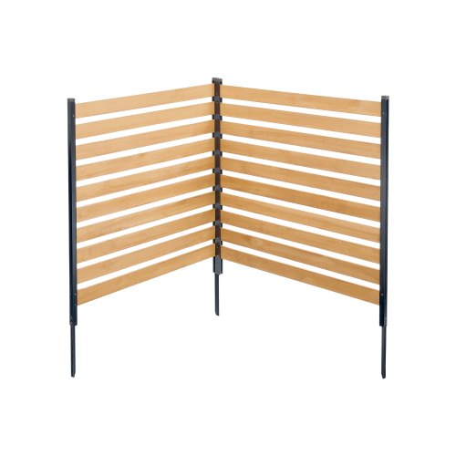 VEVOR Valla de Madera 1100 x 982 mm, Valla de Listones de 2 Paneles, Cerramiento con Estacas de Metal, Valla de madera para Exteriores para Decoración de Jardín, Aire Acondicionado, Equipo de Piscina
