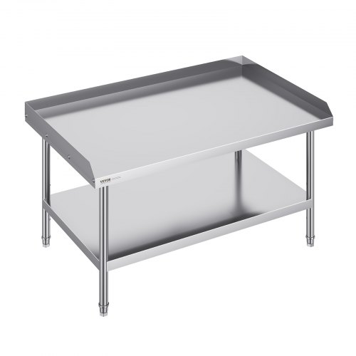 VEVOR Mesa de Trabajo de Acero Inoxidable Mesa de Trabajo Comercial para Preparación de Alimentos Protector contra Salpicaduras de 3 Lados 762 x 1219 x 660 mm Altura Ajustable para Restaurantes