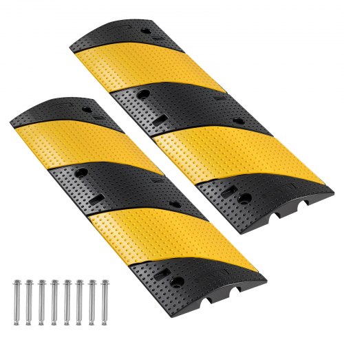 VEVOR Protector de Cables para Suelo 1000 mm 2 Canales Rampa de Protección de Cable Capacidad de Carga de 9979 kg con Tornillos de Expansión, para Caminos de Entrada de Grava, Hormigón, 2 Piezas