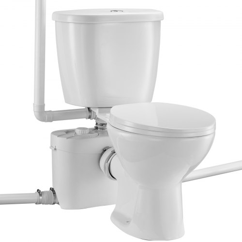 VEVOR Inodoro Sanitario Potente Bomba de Elevación 700 W Sistema de Inodoro Compacto con Descarga Trasera e Inodoro de Descarga, 3 Entradas, para Eliminación de Aguas Residuales, Sótano, Blanco